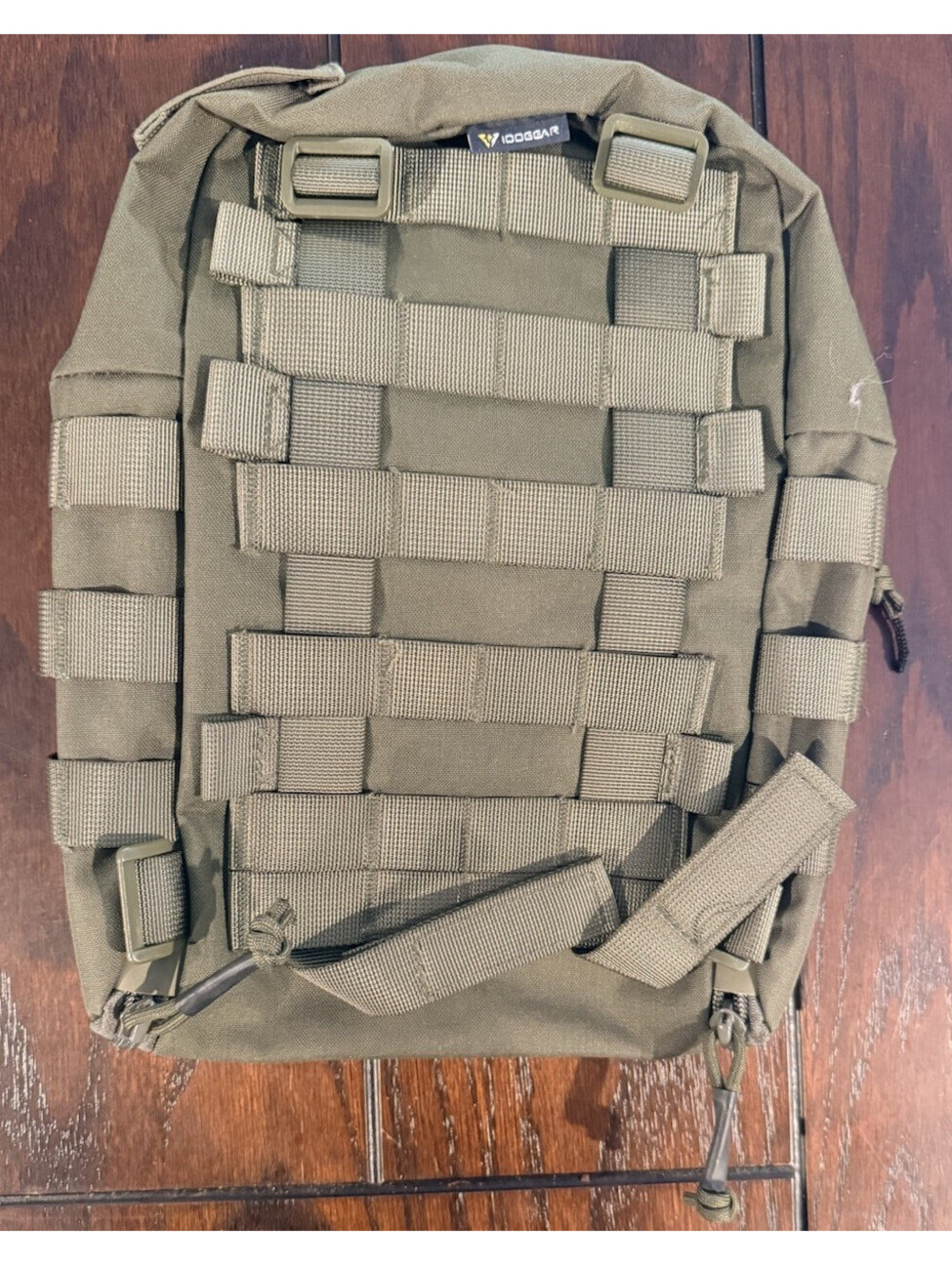 IDOGEAR Green 15L Tactical Backpack MOLLE Nylon Zipper Closure Logo